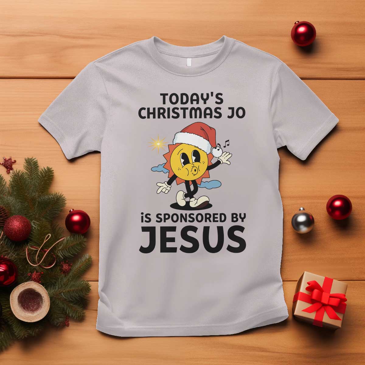 Funny Jesus Christian Christmas T Shirt Today Is Good Mood Is Sponsored By Jesus TS14 Ice Gray Print Your Wear