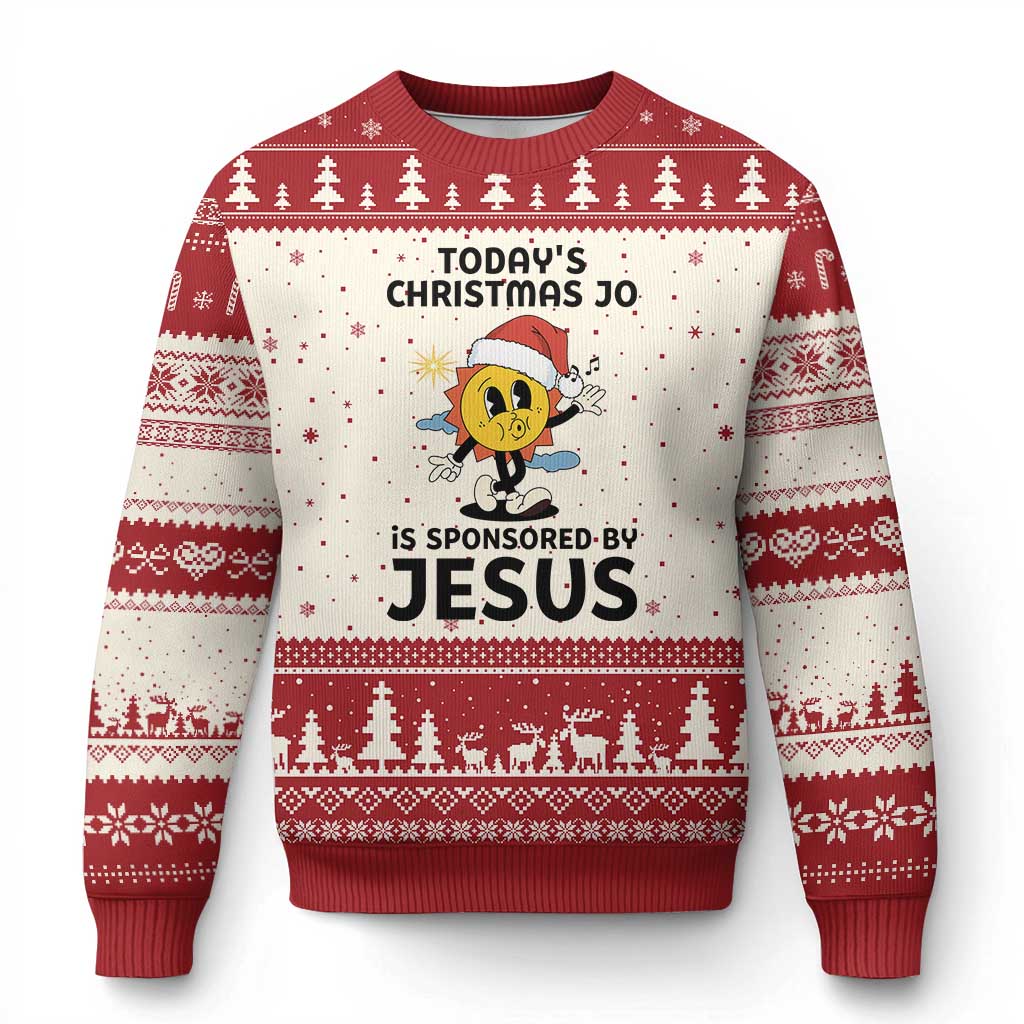 Funny Jesus Christian Xmas Ugly Christmas Sweater Today Is Good Mood Is Sponsored By Jesus TS14 Beige Red Print Your Wear