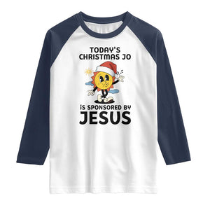 Funny Jesus Christian Christmas Raglan Shirt Today Is Good Mood Is Sponsored By Jesus TS14 White Navy Print Your Wear