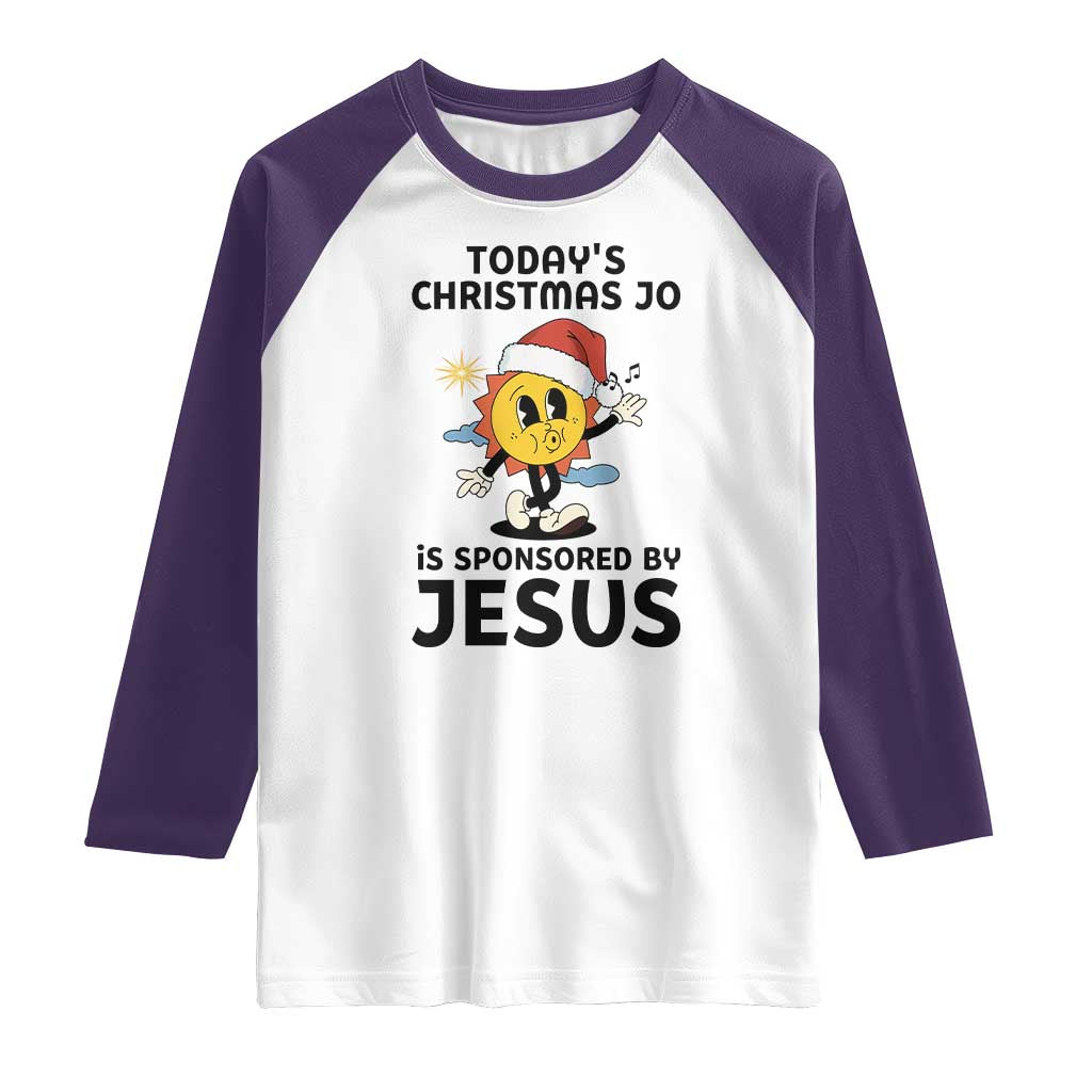 Funny Jesus Christian Christmas Raglan Shirt Today Is Good Mood Is Sponsored By Jesus TS14 White Purple Print Your Wear