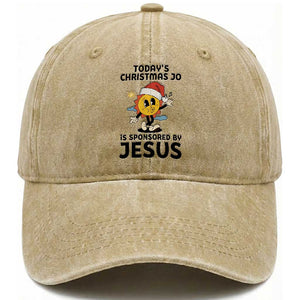 Funny Jesus Christian Christmas Washed Cotton Baseball Cap Today Is Good Mood Is Sponsored By Jesus TS14 Washed Cap Universal Fit Khaki Print Your Wear