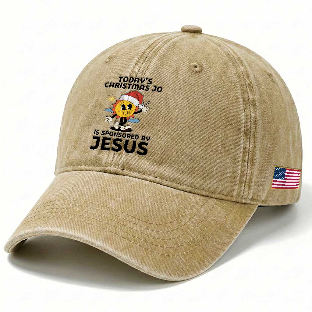 Funny Jesus Christian Christmas Washed Cotton Baseball Cap Today Is Good Mood Is Sponsored By Jesus TS14 Print Your Wear