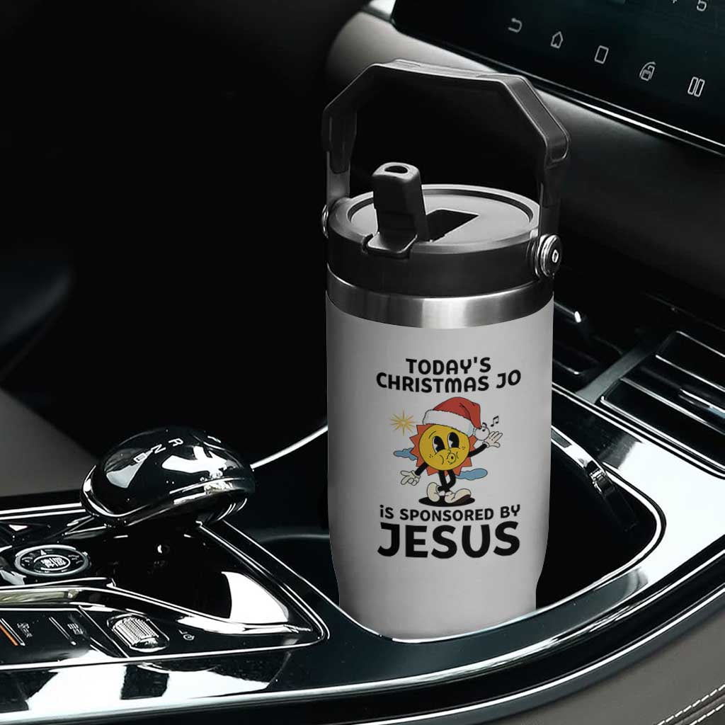 Funny Jesus Christian Christmas Flip Straw Tumbler Today Is Good Mood Is Sponsored By Jesus TS14 Print Your Wear