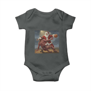Funny Santa Basketball Baby Onesie Satan Christmas Meme TS14 Dark Heather Print Your Wear