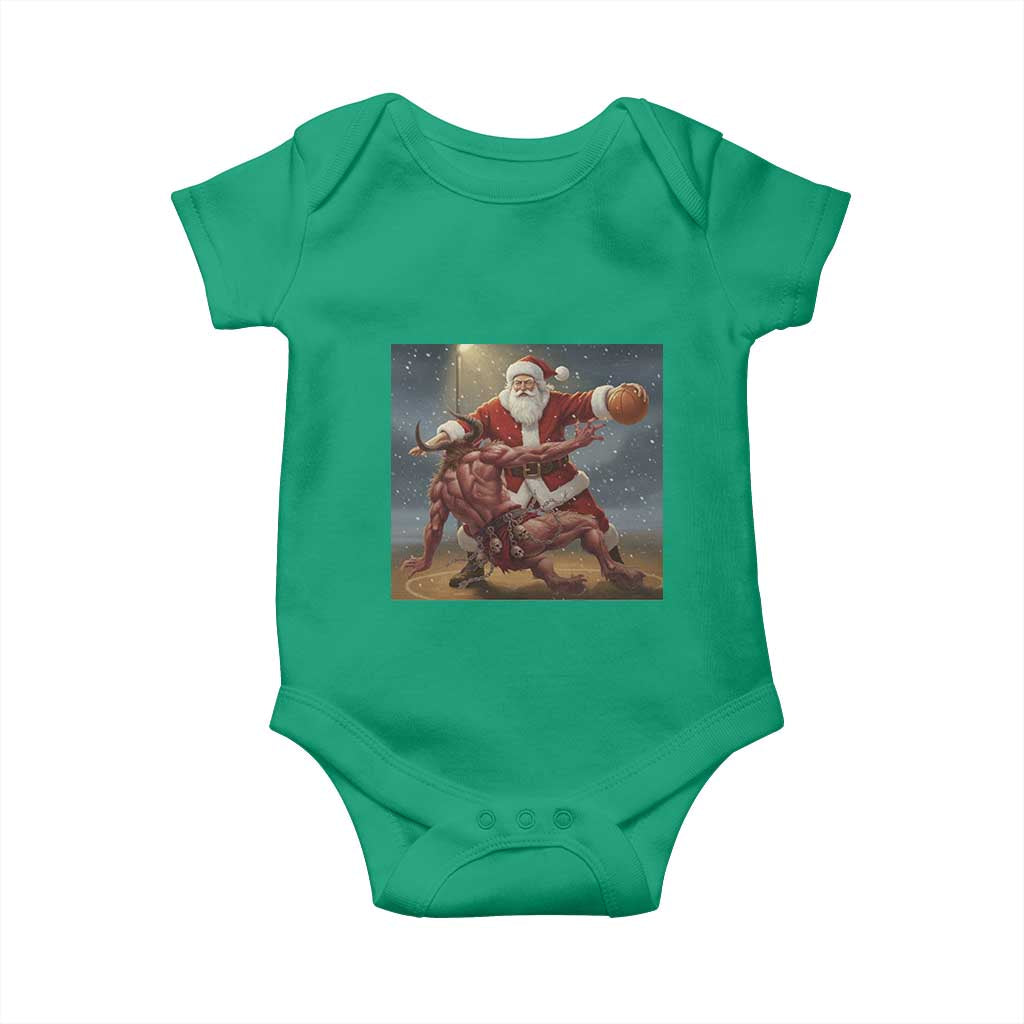 Funny Santa Basketball Baby Onesie Satan Christmas Meme TS14 Irish Green Print Your Wear