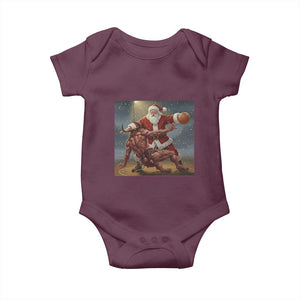 Funny Santa Basketball Baby Onesie Satan Christmas Meme TS14 Maroon Print Your Wear