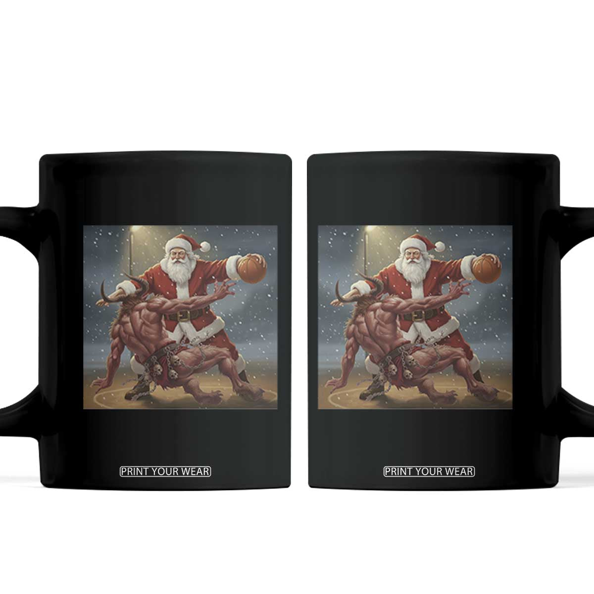 Funny Santa Basketball Coffee Mug Satan Christmas Meme TS14 Black Print Your Wear