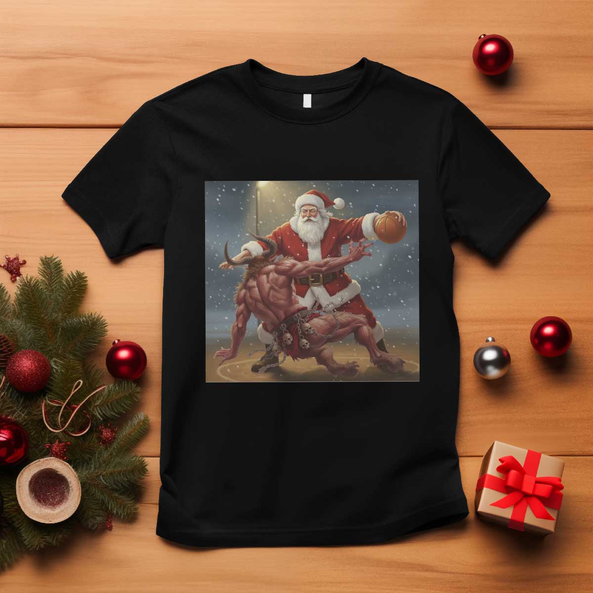 Funny Santa Basketball T Shirt Satan Christmas Meme TS14 Black Print Your Wear