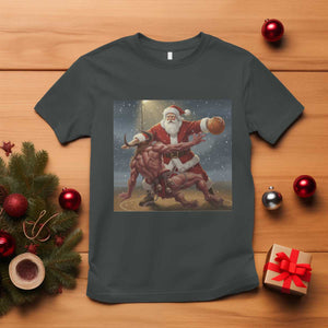Funny Santa Basketball T Shirt Satan Christmas Meme TS14 Dark Heather Print Your Wear