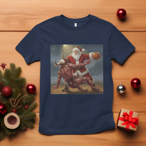 Funny Santa Basketball T Shirt Satan Christmas Meme TS14 Navy Print Your Wear