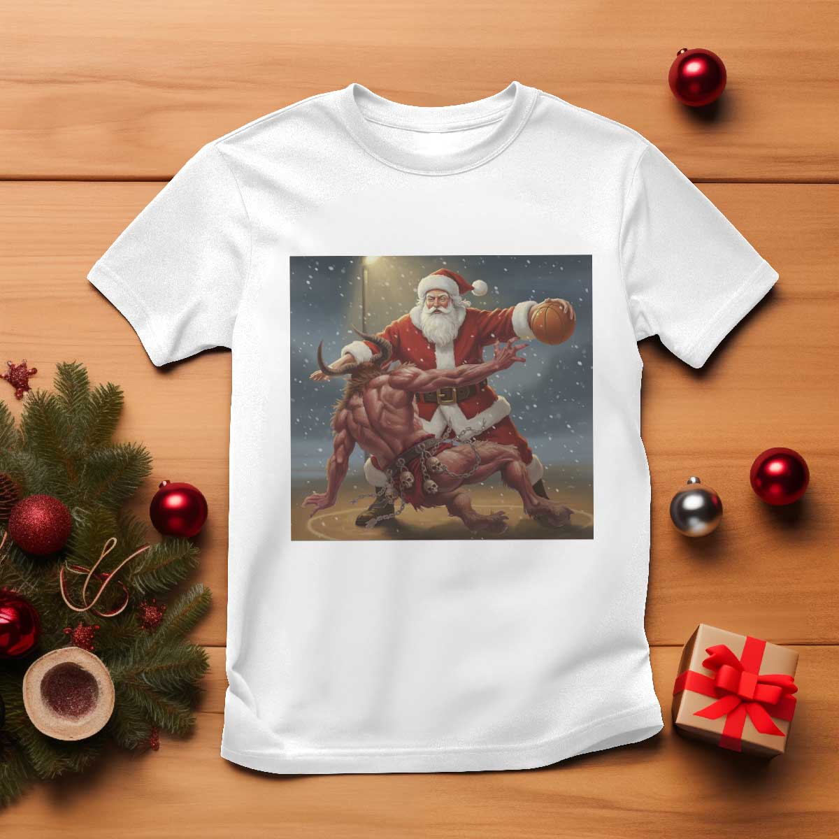 Funny Santa Basketball T Shirt Satan Christmas Meme TS14 White Print Your Wear