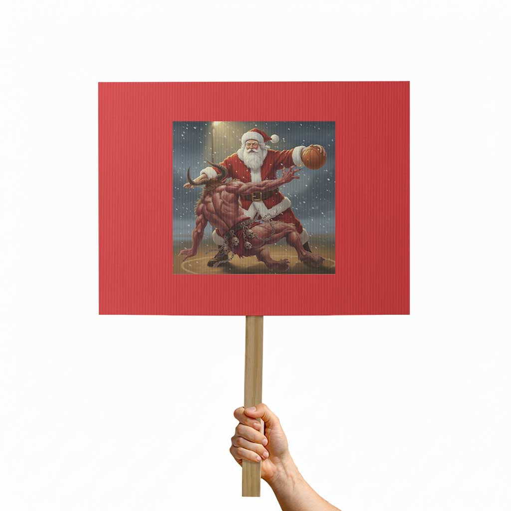 Funny Santa Basketball Protest Sign Satan Christmas Meme TS14 Horizontal 18" × 24" Red Print Your Wear