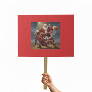 Funny Santa Basketball Protest Sign Satan Christmas Meme TS14 Horizontal 18" × 24" Red Print Your Wear