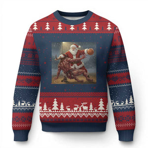 Funny Santa Basketball Ugly Christmas Sweater Satan Xmas Meme TS14 Navy Red Print Your Wear