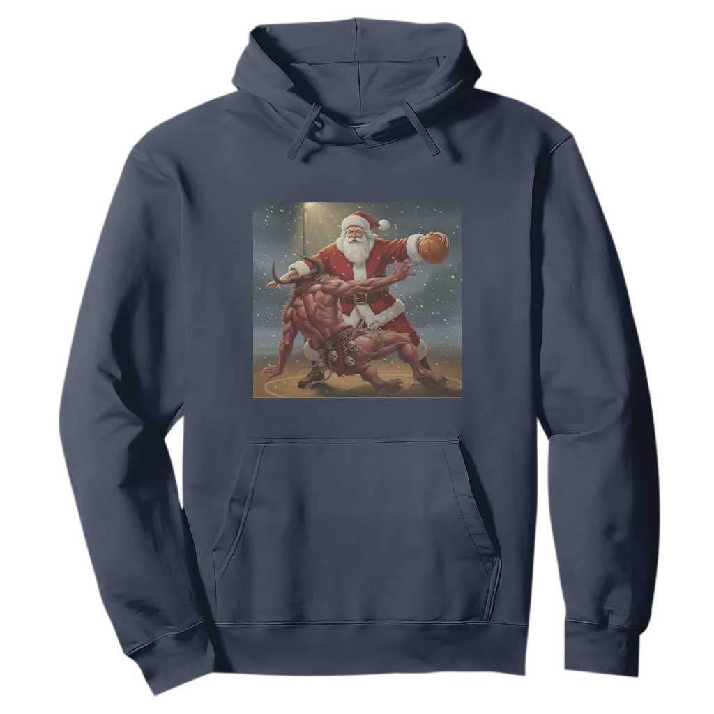 Funny Santa Basketball Hoodie Satan Christmas Meme TS14 Navy Print Your Wear