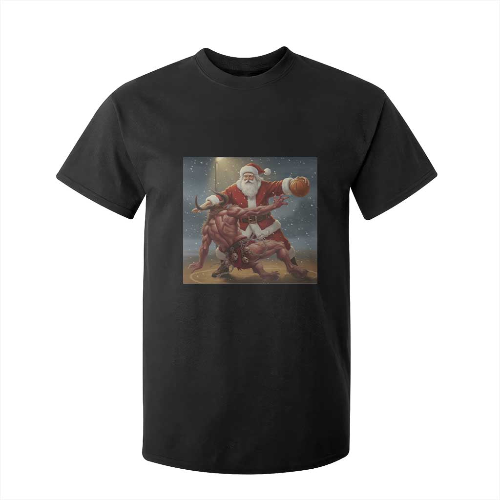 Funny Santa Basketball T Shirt For Kid Satan Christmas Meme TS14 Black Print Your Wear