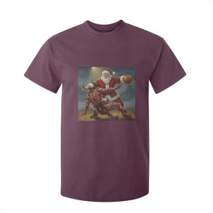 Funny Santa Basketball T Shirt For Kid Satan Christmas Meme TS14 Maroon Print Your Wear