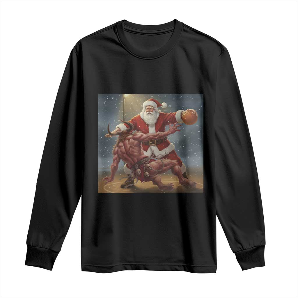 Funny Santa Basketball Long Sleeve Shirt Satan Christmas Meme TS14 Black Print Your Wear