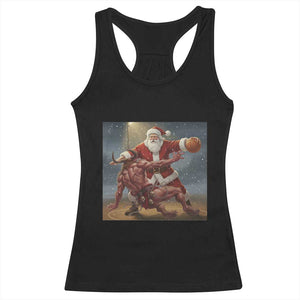Funny Santa Basketball Racerback Tank Top Satan Christmas Meme TS14 Black Print Your Wear