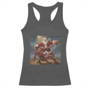 Funny Santa Basketball Racerback Tank Top Satan Christmas Meme TS14 Dark Heather Print Your Wear