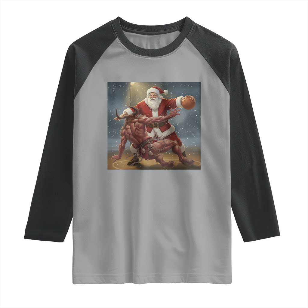 Funny Santa Basketball Raglan Shirt Satan Christmas Meme TS14 Sport Gray Black Print Your Wear