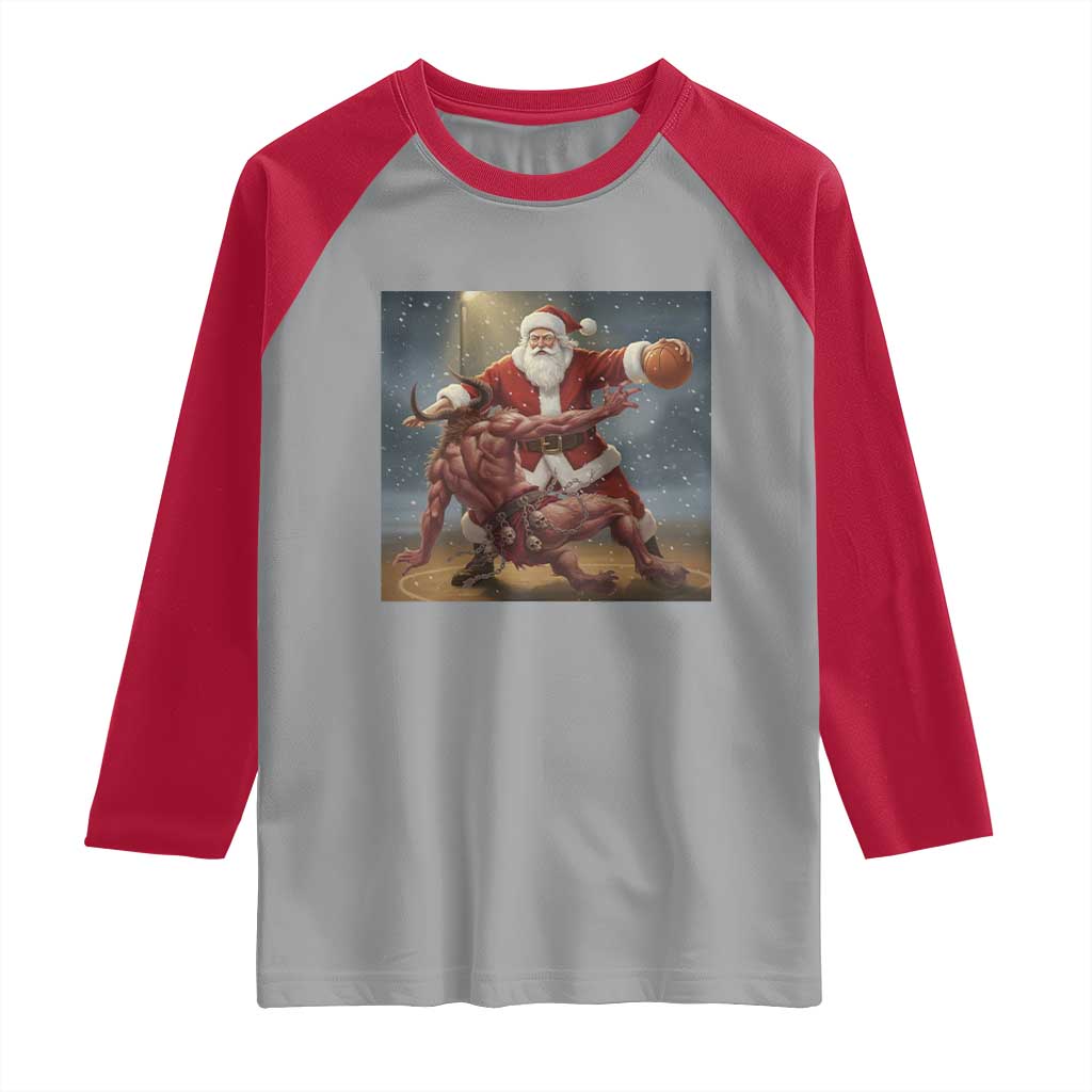 Funny Santa Basketball Raglan Shirt Satan Christmas Meme TS14 Sport Gray Red Print Your Wear