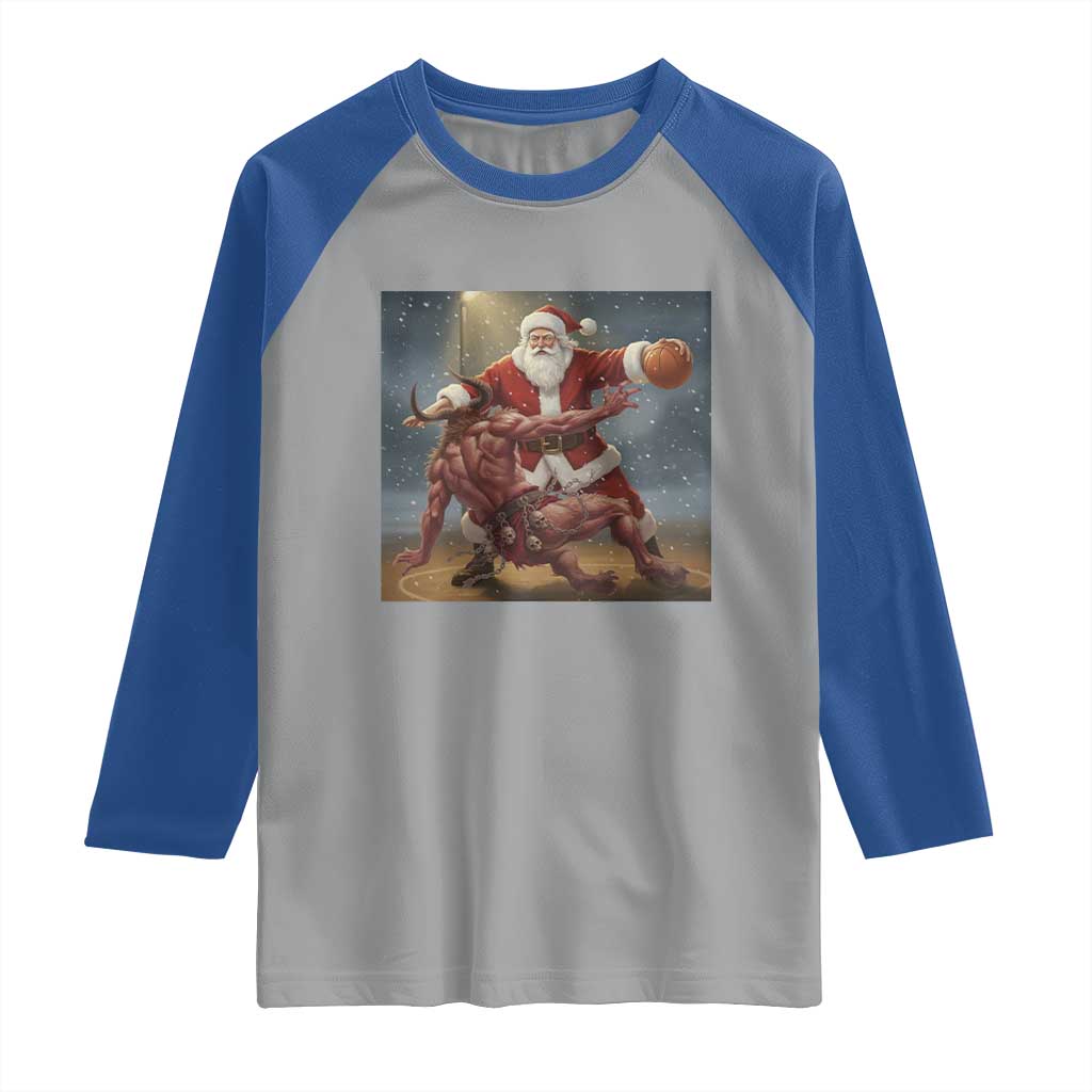 Funny Santa Basketball Raglan Shirt Satan Christmas Meme TS14 Sport Gray Royal Print Your Wear
