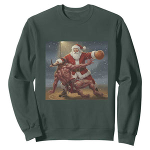 Funny Santa Basketball Sweatshirt Satan Christmas Meme TS14 Dark Forest Green Print Your Wear