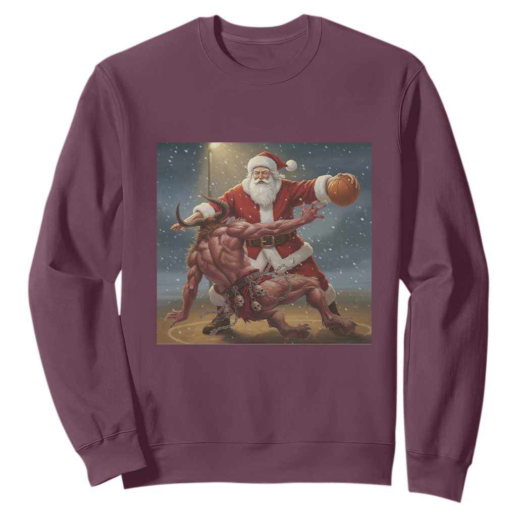 Funny Santa Basketball Sweatshirt Satan Christmas Meme TS14 Maroon Print Your Wear