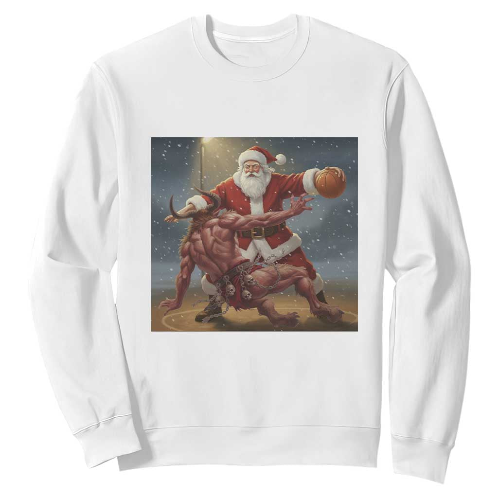 Funny Santa Basketball Sweatshirt Satan Christmas Meme TS14 White Print Your Wear