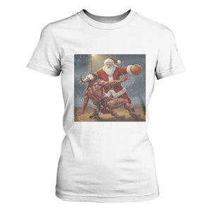 Funny Santa Basketball T Shirt For Women Satan Christmas Meme TS14 White Print Your Wear