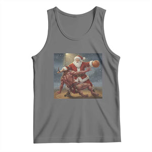 Funny Santa Basketball Tank Top Satan Christmas Meme TS14 Black Heather Print Your Wear