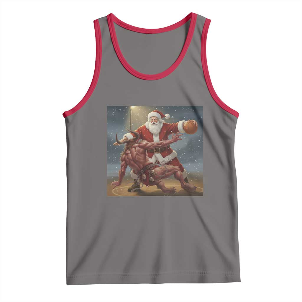 Funny Santa Basketball Tank Top Satan Christmas Meme TS14 Deep Heather Red Print Your Wear