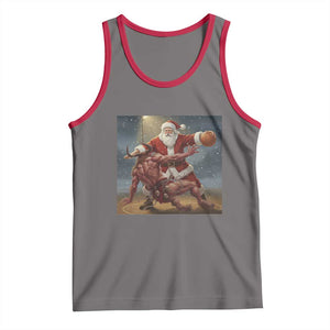 Funny Santa Basketball Tank Top Satan Christmas Meme TS14 Deep Heather Red Print Your Wear