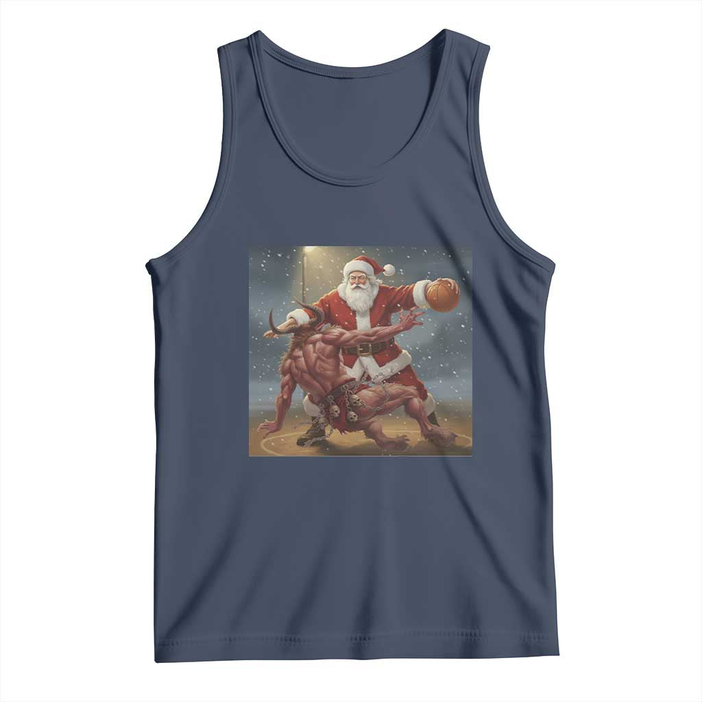 Funny Santa Basketball Tank Top Satan Christmas Meme TS14 Navy Print Your Wear