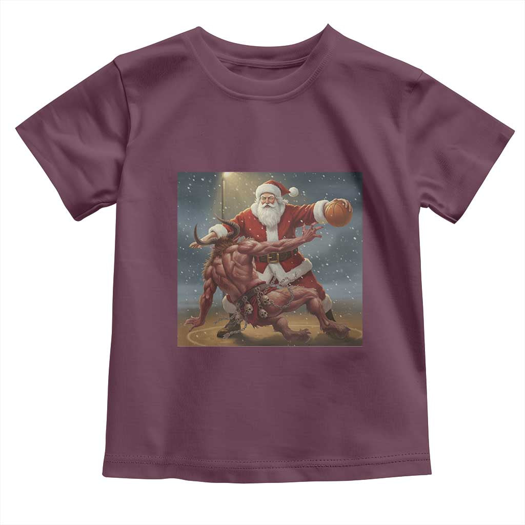 Funny Santa Basketball Toddler T Shirt Satan Christmas Meme TS14 Maroon Print Your Wear
