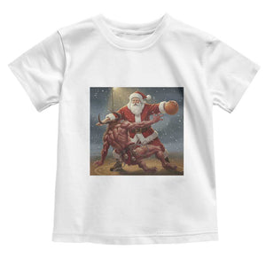 Funny Santa Basketball Toddler T Shirt Satan Christmas Meme TS14 White Print Your Wear