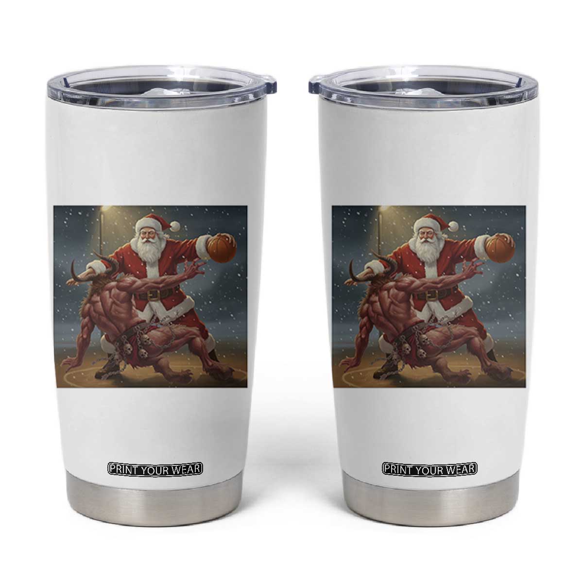 Funny Santa Basketball Tumbler Cup Satan Christmas Meme TS14 Black Print Your Wear