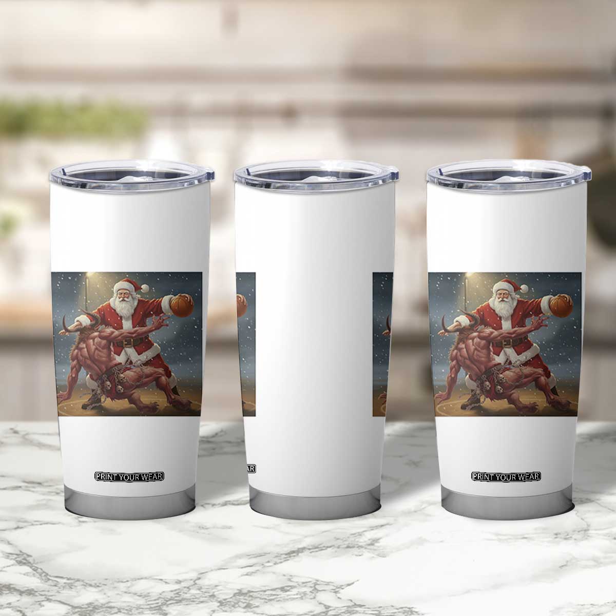 Funny Santa Basketball Tumbler Cup Satan Christmas Meme TS14 Print Your Wear