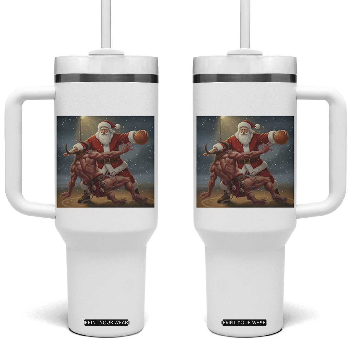 Funny Santa Basketball Tumbler With Handle Satan Christmas Meme TS14 One Size: 40 oz Black Print Your Wear