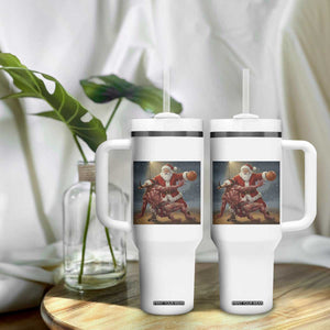 Funny Santa Basketball Tumbler With Handle Satan Christmas Meme TS14 Print Your Wear