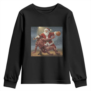 Funny Santa Basketball Youth Sweatshirt Satan Christmas Meme TS14 Black Print Your Wear