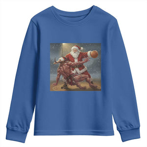 Funny Santa Basketball Youth Sweatshirt Satan Christmas Meme TS14 Royal Blue Print Your Wear