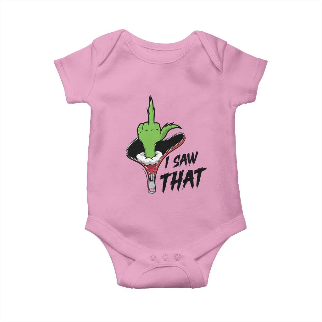 I Saw That Baby Onesie Funny Elf Hand Christmas TS14 Light Pink Print Your Wear