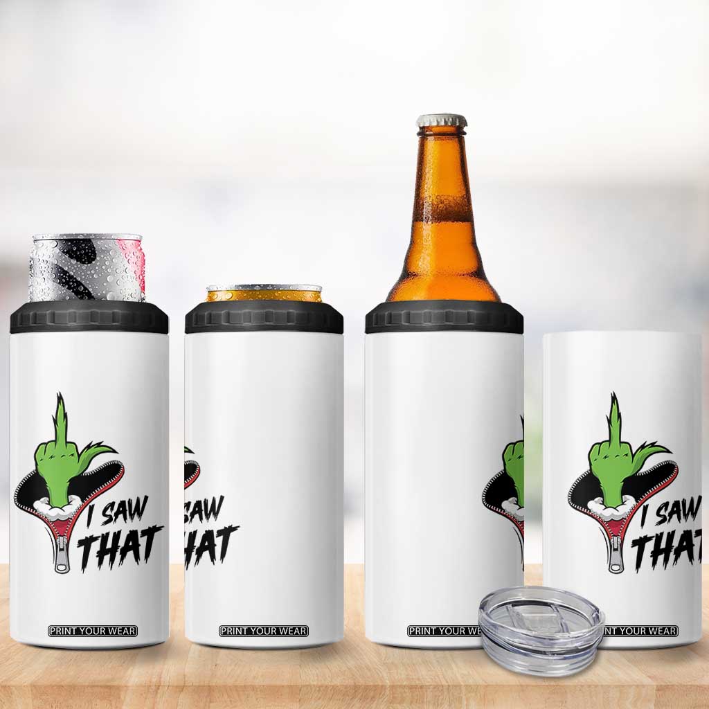 I Saw That 4 in 1 Can Cooler Tumbler Funny Elf Hand Christmas TS14 Print Your Wear