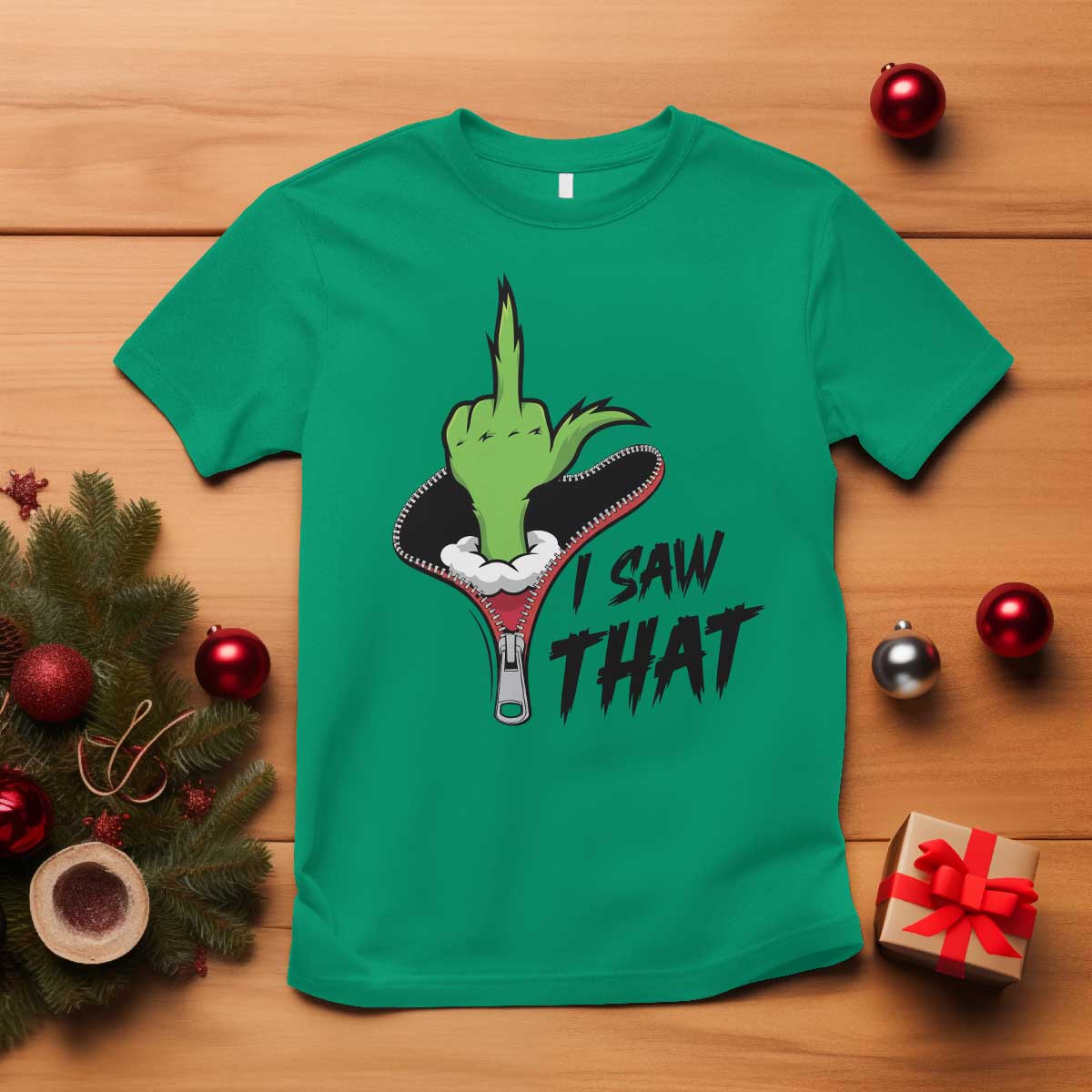I Saw That T Shirt Funny Elf Hand Christmas TS14 Irish Green Print Your Wear