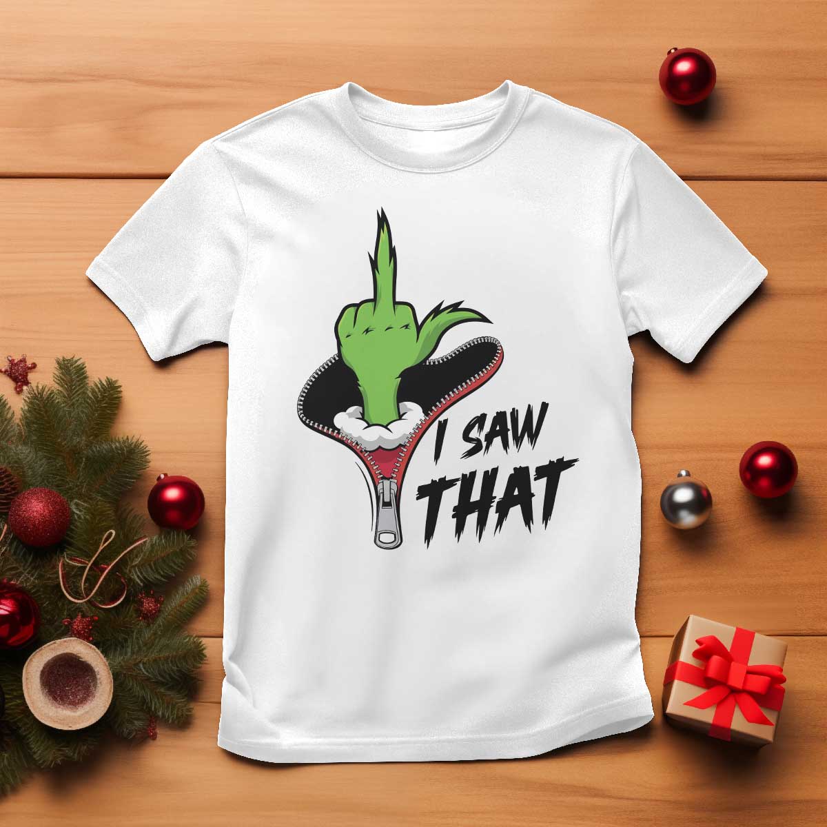 I Saw That T Shirt Funny Elf Hand Christmas TS14 White Print Your Wear