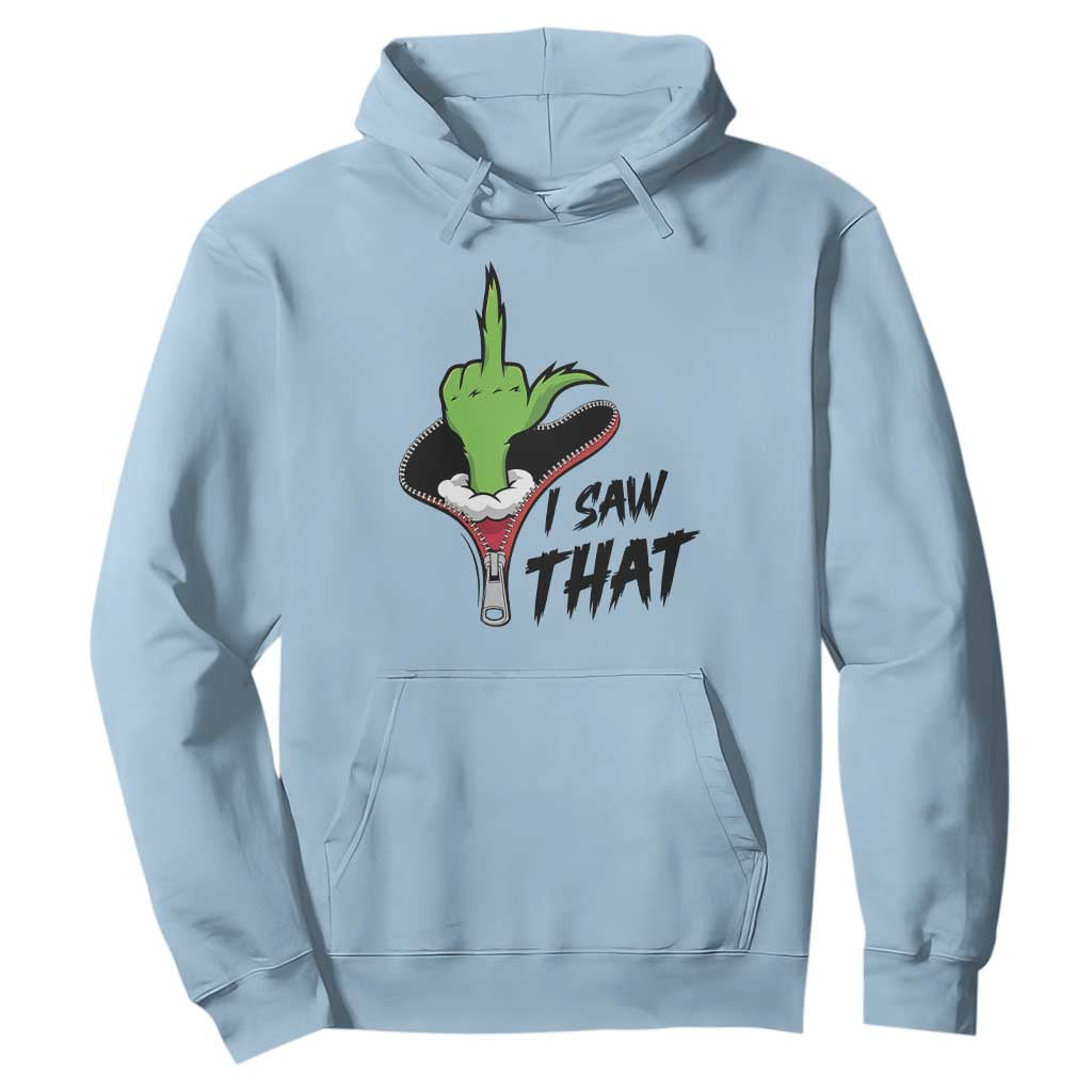 I Saw That Hoodie Funny Elf Hand Christmas TS14 Light Blue Print Your Wear