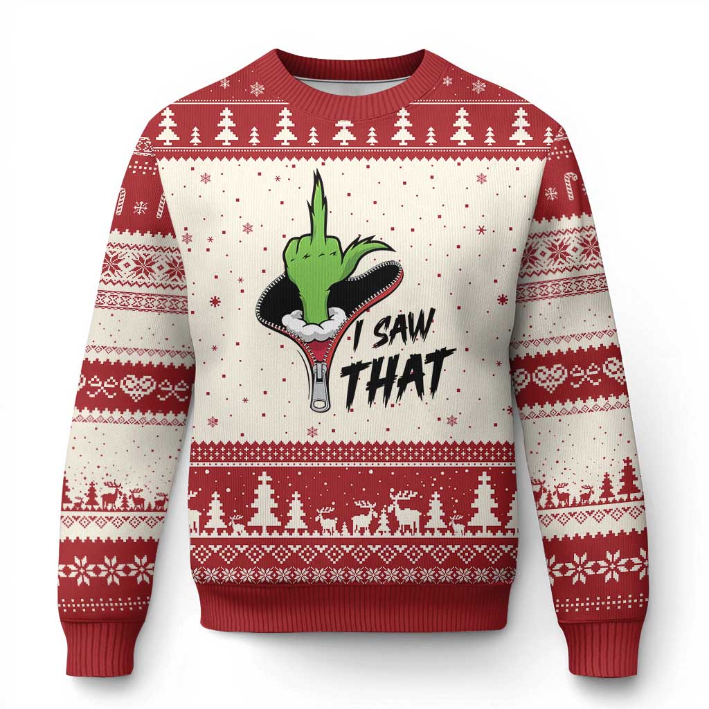 I Saw That Ugly Christmas Sweater Funny Elf Hand Xmas TS14 Beige Red Print Your Wear