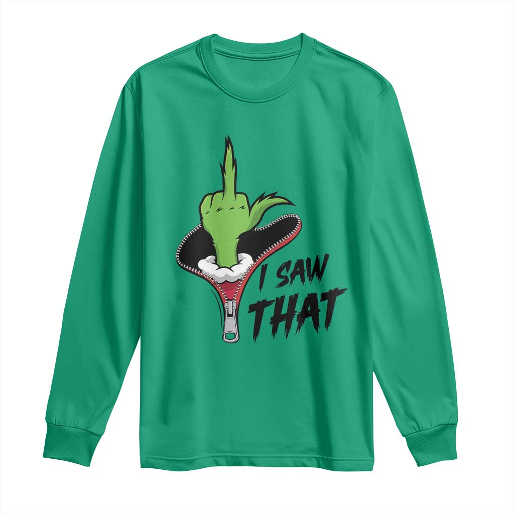 I Saw That Long Sleeve Shirt Funny Elf Hand Christmas TS14 Irish Green Print Your Wear